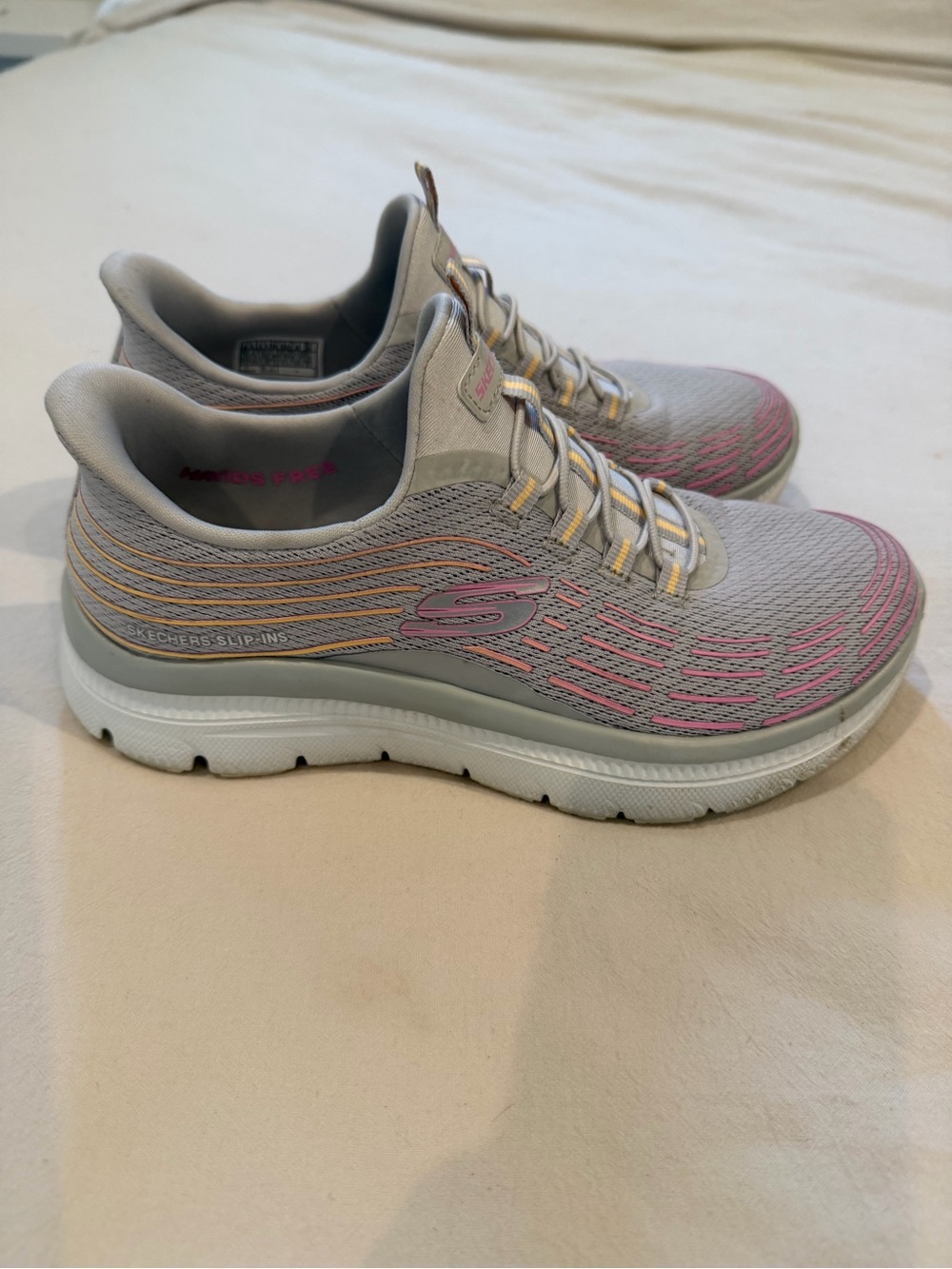 Skechers Women's Gray & Pink Slip-In Walking Shoes